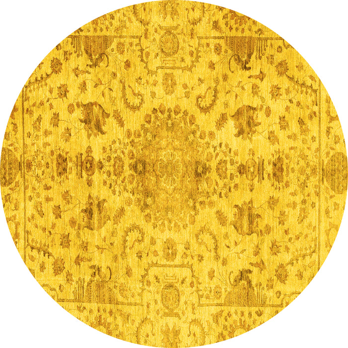 Round Oriental Yellow Traditional Rug, abs3040yw