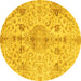 Round Oriental Yellow Traditional Rug, abs3040yw