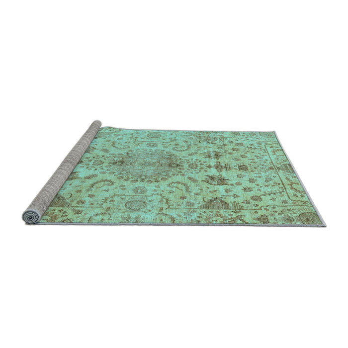 Sideview of Machine Washable Oriental Light Blue Traditional Rug, wshabs3040lblu