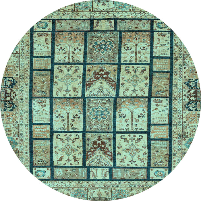 Round Abstract Light Blue Modern Rug, abs3041lblu