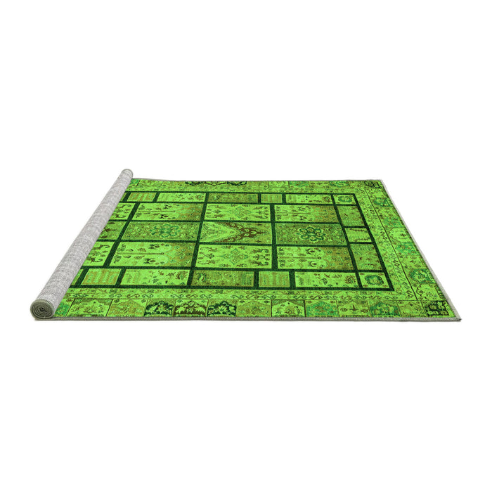 Sideview of Machine Washable Abstract Green Modern Area Rugs, wshabs3041grn