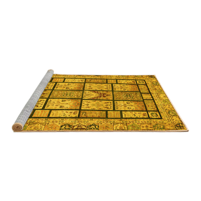 Sideview of Machine Washable Abstract Yellow Modern Rug, wshabs3041yw