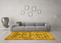 Machine Washable Abstract Yellow Modern Rug, wshabs3041yw