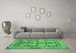 Machine Washable Abstract Emerald Green Modern Area Rugs in a Living Room,, wshabs3041emgrn