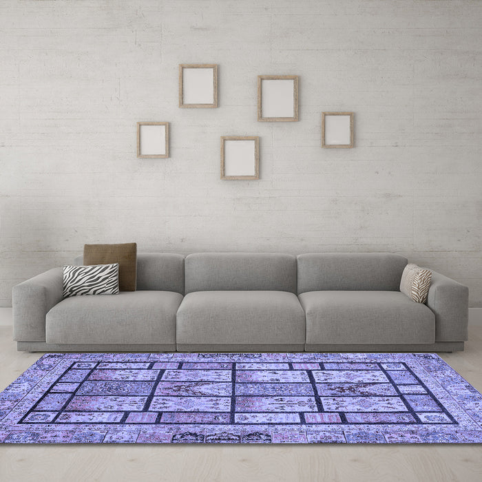 Machine Washable Abstract Blue Modern Rug in a Living Room, wshabs3041blu