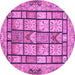 Round Machine Washable Abstract Purple Modern Area Rugs, wshabs3041pur