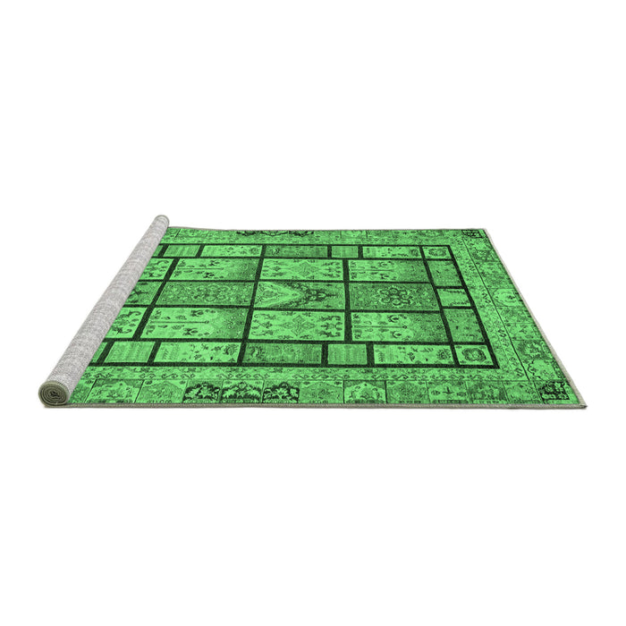 Sideview of Machine Washable Abstract Emerald Green Modern Area Rugs, wshabs3041emgrn