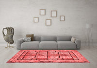 Machine Washable Abstract Red Modern Rug, wshabs3041red