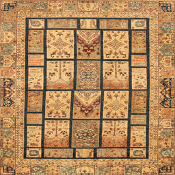 Square Abstract Saddle Brown Modern Rug, abs3041