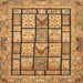 Square Abstract Saddle Brown Modern Rug, abs3041