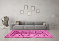 Machine Washable Abstract Pink Modern Rug, wshabs3041pnk