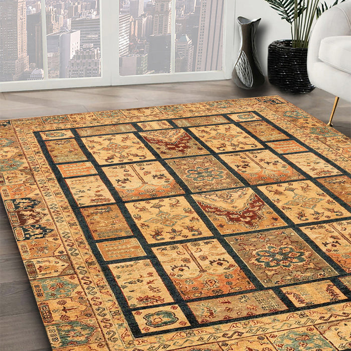 Machine Washable Abstract Saddle Brown Rug in a Family Room, wshabs3041