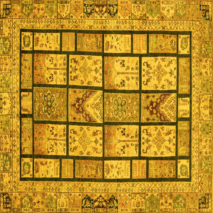 Square Abstract Yellow Modern Rug, abs3041yw