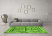 Machine Washable Abstract Green Modern Area Rugs in a Living Room,, wshabs3041grn