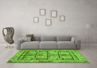 Machine Washable Abstract Green Modern Rug, wshabs3041grn