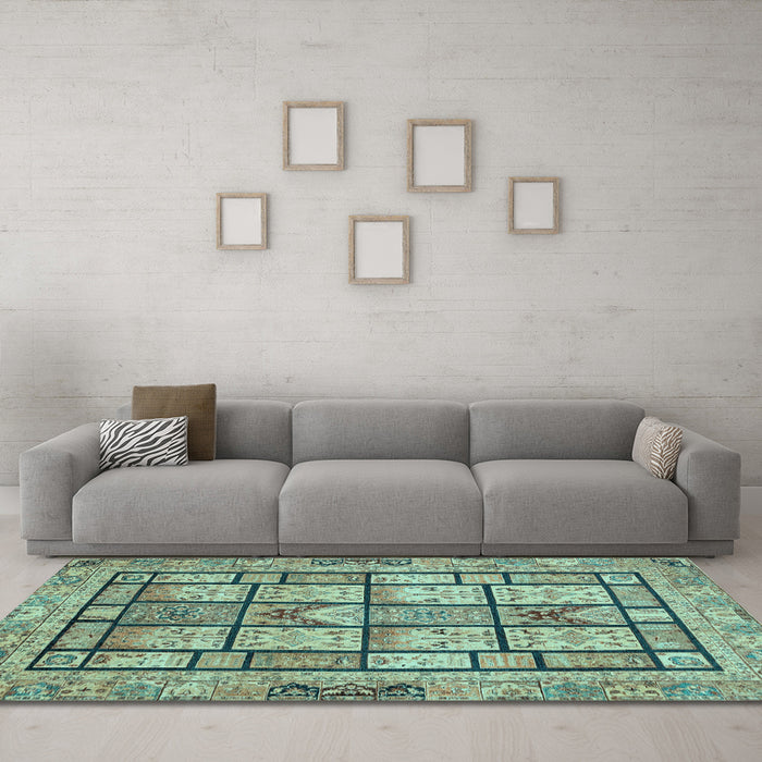 Machine Washable Abstract Light Blue Modern Rug in a Living Room, wshabs3041lblu