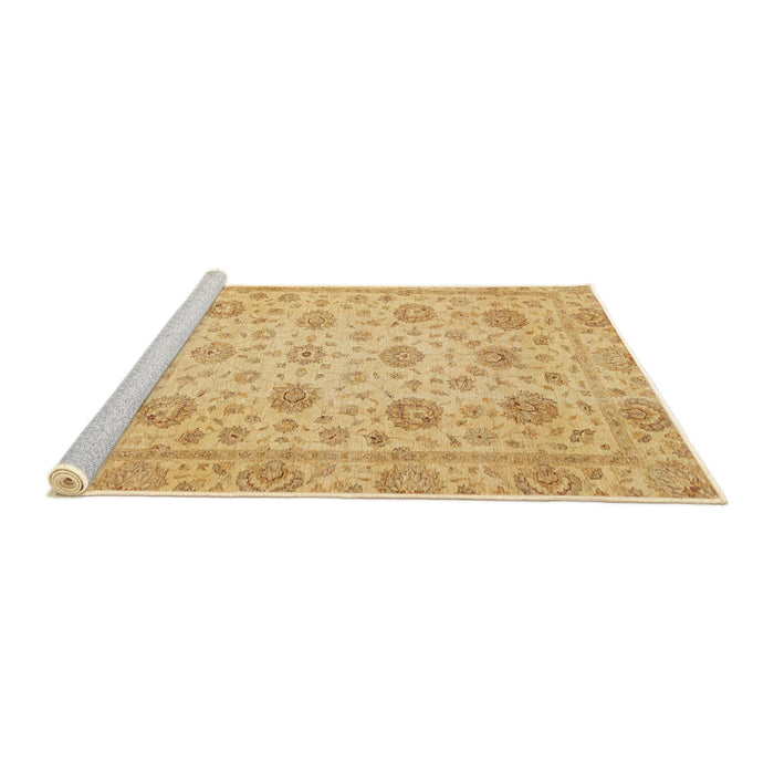 Sideview of Machine Washable Abstract Yellow Rug, wshabs3042