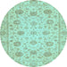 Round Oriental Light Blue Traditional Rug, abs3042lblu