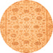 Round Machine Washable Oriental Orange Traditional Area Rugs, wshabs3042org