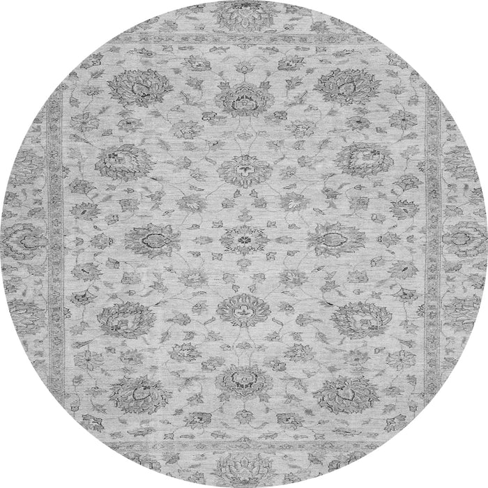 Round Machine Washable Oriental Gray Traditional Rug, wshabs3042gry