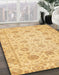 Abstract Yellow Oriental Rug in Family Room, abs3042