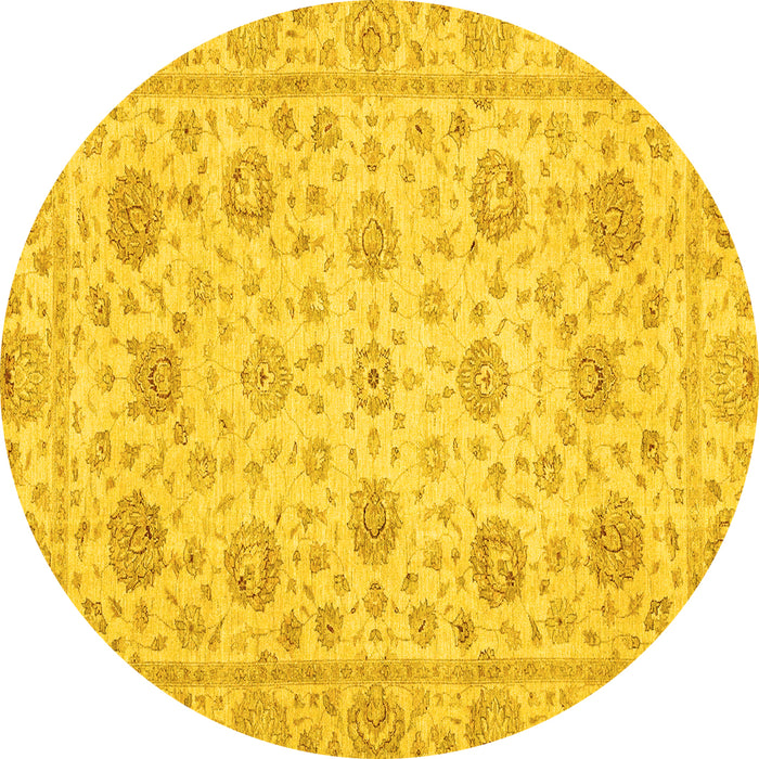 Round Oriental Yellow Traditional Rug, abs3042yw