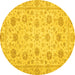 Round Oriental Yellow Traditional Rug, abs3042yw