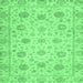 Square Machine Washable Oriental Emerald Green Traditional Area Rugs, wshabs3042emgrn