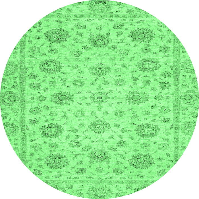 Round Machine Washable Oriental Emerald Green Traditional Area Rugs, wshabs3042emgrn