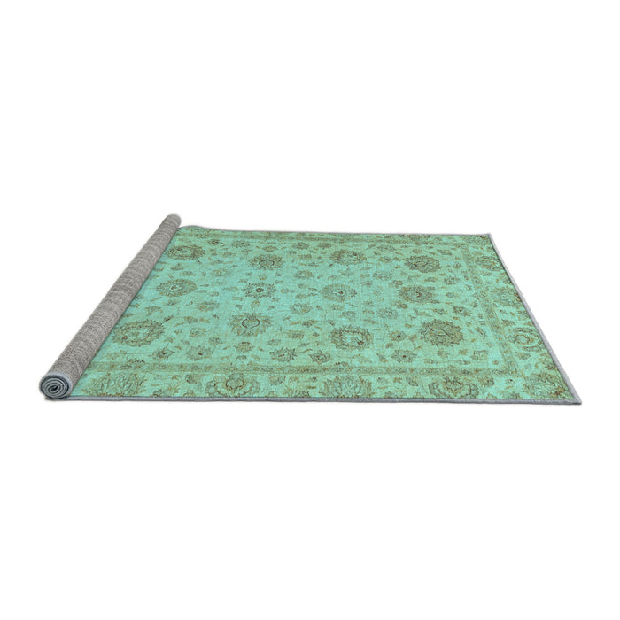Sideview of Machine Washable Oriental Light Blue Traditional Rug, wshabs3042lblu