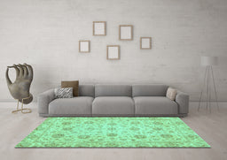 Machine Washable Oriental Turquoise Traditional Area Rugs in a Living Room,, wshabs3042turq