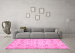 Machine Washable Oriental Pink Traditional Rug in a Living Room, wshabs3042pnk