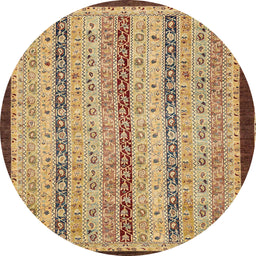Round Abstract Sienna Brown Modern Rug, abs3043