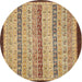 Round Abstract Sienna Brown Modern Rug, abs3043