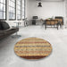 Round Machine Washable Abstract Sienna Brown Rug in a Office, wshabs3043