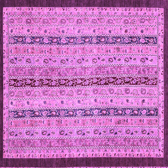 Square Machine Washable Abstract Purple Modern Area Rugs, wshabs3043pur