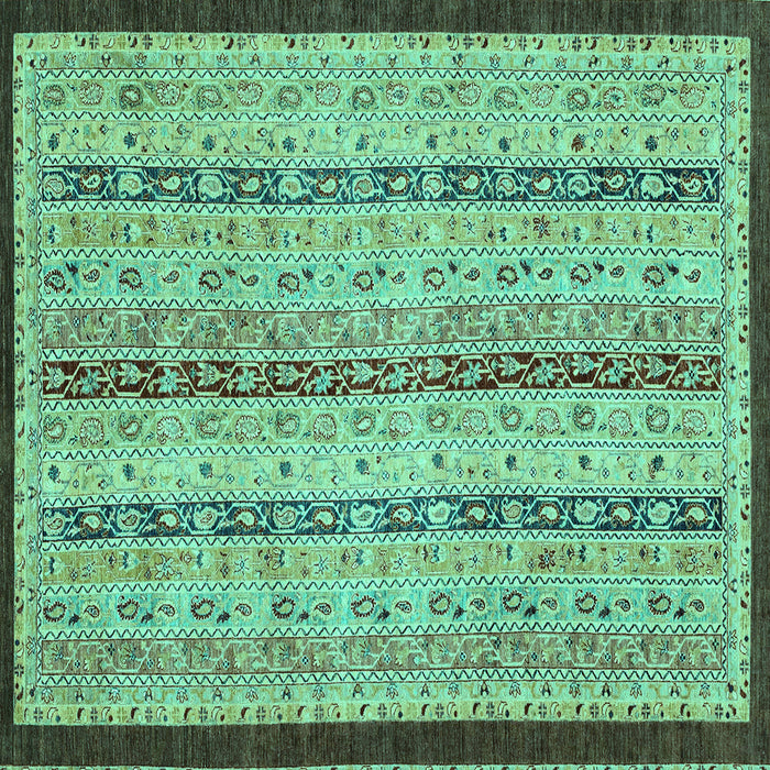 Square Abstract Turquoise Modern Rug, abs3043turq