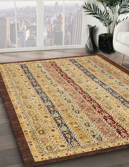 Abstract Sienna Brown Modern Rug in Family Room, abs3043