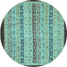 Round Abstract Light Blue Modern Rug, abs3043lblu