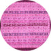 Round Abstract Pink Modern Rug, abs3043pnk