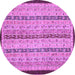 Round Machine Washable Abstract Purple Modern Area Rugs, wshabs3043pur