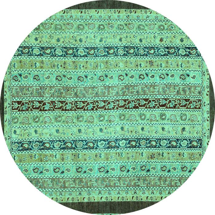 Round Abstract Turquoise Modern Rug, abs3043turq