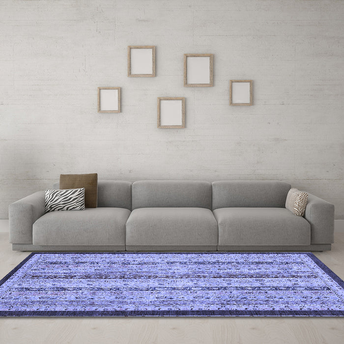 Machine Washable Abstract Blue Modern Rug in a Living Room, wshabs3043blu