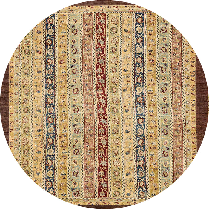 Round Machine Washable Abstract Sienna Brown Rug, wshabs3043