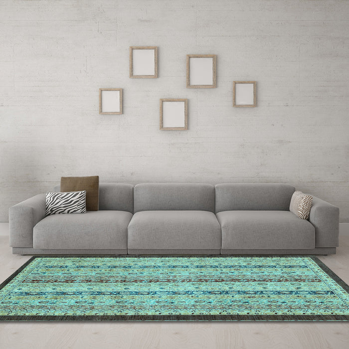 Machine Washable Abstract Light Blue Modern Rug in a Living Room, wshabs3043lblu