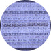 Round Machine Washable Abstract Blue Modern Rug, wshabs3043blu