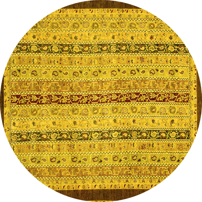 Round Abstract Yellow Modern Rug, abs3043yw