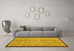 Machine Washable Abstract Yellow Modern Rug in a Living Room, wshabs3043yw