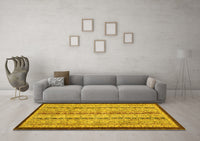 Machine Washable Abstract Yellow Modern Rug, wshabs3043yw