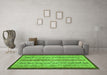 Machine Washable Abstract Green Modern Area Rugs in a Living Room,, wshabs3043grn